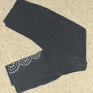 GENTLY WORN Aerie Real Me Laser Cut Black Leggings